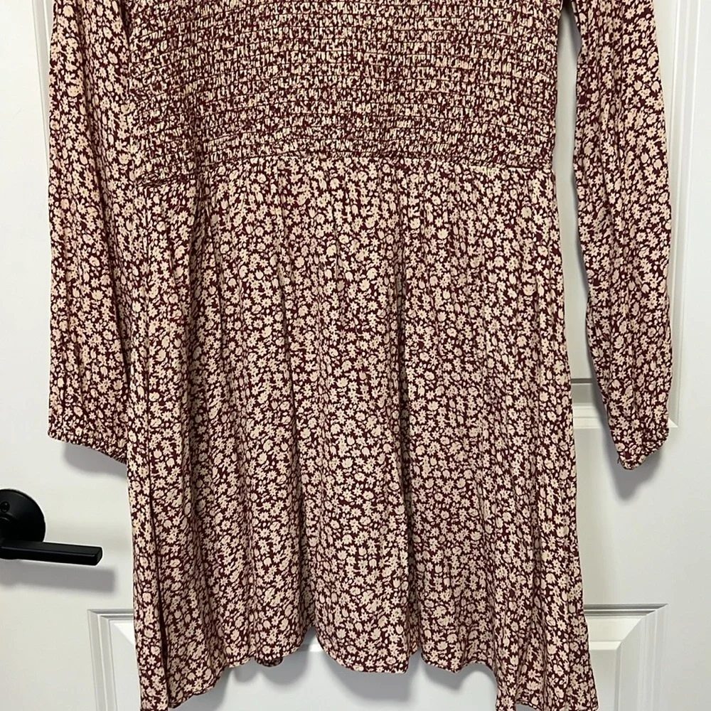GB Girls Floral Print Knee Length Burgundy Long Sleeve Dress size XL - Picture 6 of 8